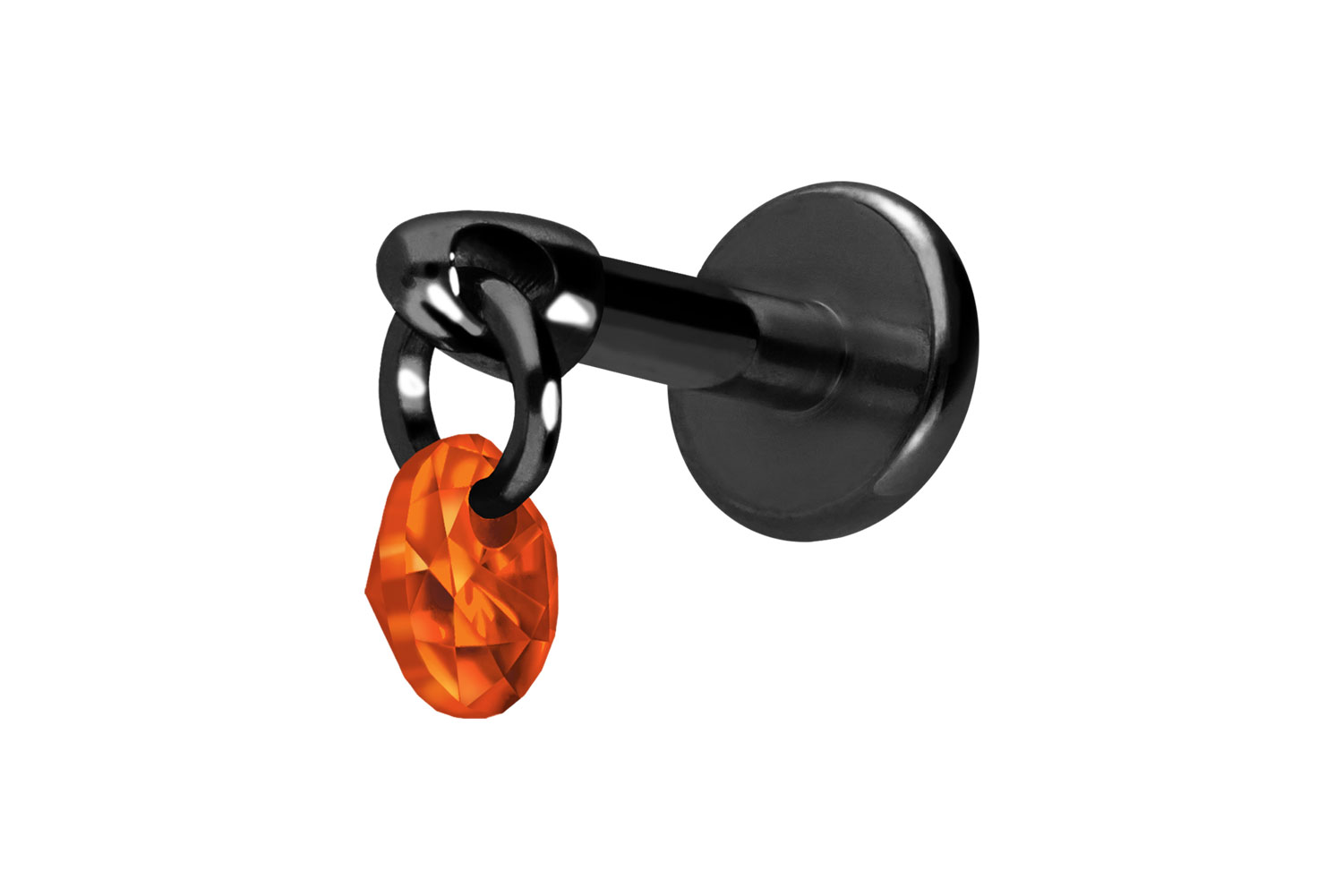 Titan Labret Piercing mit Innengewinde RUNDER KRISTALL